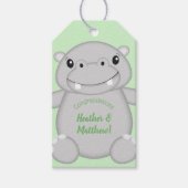 Hippo Baby shower Cadeaulabel (Voorkant)