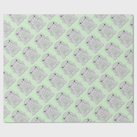 Hippo Baby shower Cadeaupapier (Vlak)