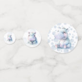Hippo Baby shower Confetti (Voorkanten)