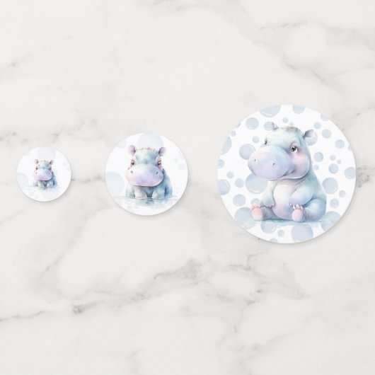 Hippo Baby shower Confetti (Voorkanten)