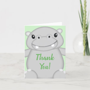 Hippo Baby shower Green Bedankkaart