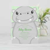 Hippo Baby shower Green Kaart (Staand voorkant)