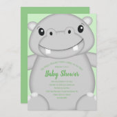 Hippo Baby shower Green Kaart (Voorkant / Achterkant)