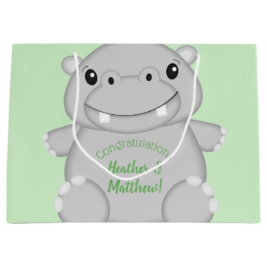 Hippo Baby shower Groot Cadeauzakje (Voorkant)