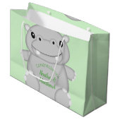 Hippo Baby shower Groot Cadeauzakje (Voorkant Gekanteld)