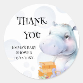 Hippo Baby shower gunst Ronde Sticker