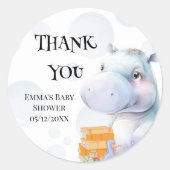 Hippo Baby shower gunst Ronde Sticker (Voorkant)