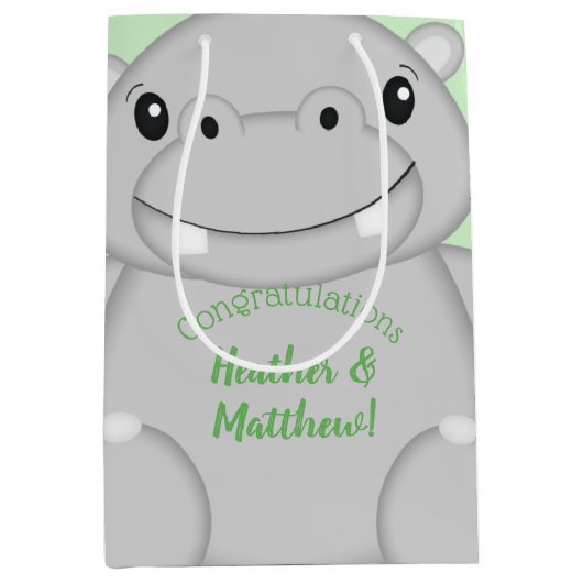 Hippo Baby shower Medium Cadeauzakje (Voorkant)