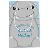 Hippo Baby shower Medium Cadeauzakje (Voorkant)