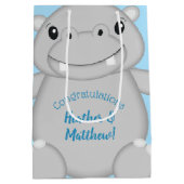 Hippo Baby shower Medium Cadeauzakje (Achterkant)