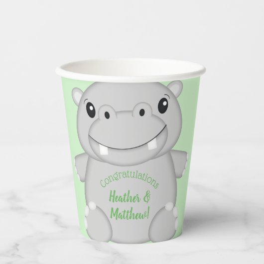Hippo Baby shower Papieren Bekers (Voorkant)
