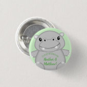 Hippo Baby shower Ronde Button 3,2 Cm (Voorkant /achterkant)