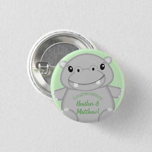 Hippo Baby shower Ronde Button 3,2 Cm (Voorkant /achterkant)