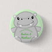 Hippo Baby shower Ronde Button 3,2 Cm (Voorkant)
