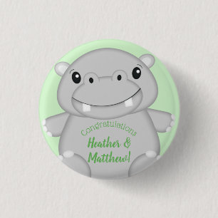 Hippo Baby shower Ronde Button 3,2 Cm