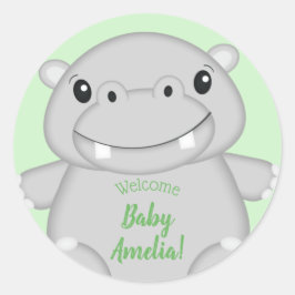 Hippo Baby shower Ronde Sticker