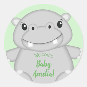 Hippo Baby shower Ronde Sticker