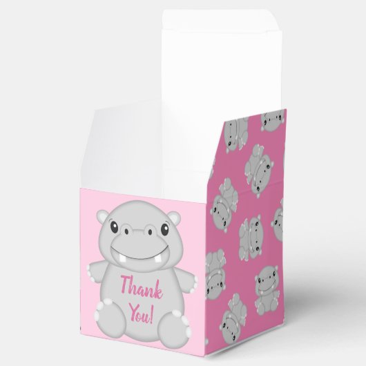 Hippo Baby shower Roze Bedankdoosjes (Geopend)