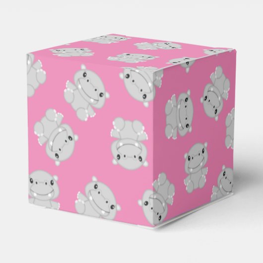 Hippo Baby shower Roze Bedankdoosjes (Achterkant)