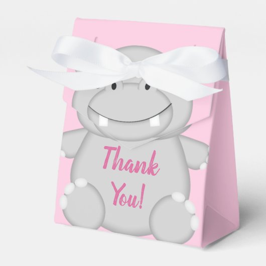 Hippo Baby shower Roze Bedankdoosjes (Voorkant Zijde)