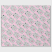 Hippo Baby shower Roze Cadeaupapier (Vlak)