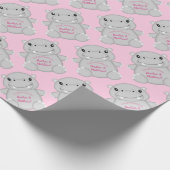 Hippo Baby shower Roze Cadeaupapier (Hoek)