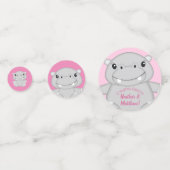 Hippo Baby shower Roze Confetti (Voorkanten)