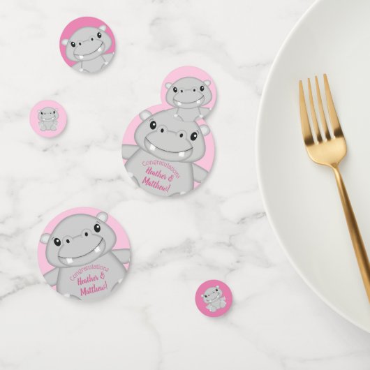 Hippo Baby shower Roze Confetti (Groep)