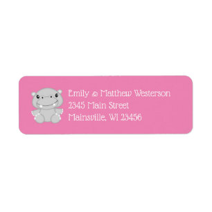 Hippo Baby shower Roze Etiket