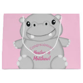 Hippo Baby shower Roze Groot Cadeauzakje (Voorkant)