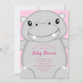 Hippo Baby shower Roze Kaart