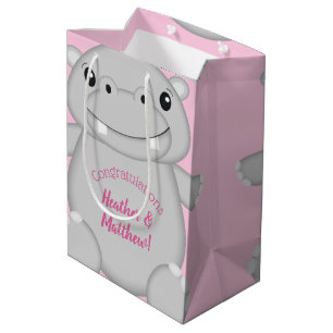 Hippo Baby shower Roze Medium Cadeauzakje