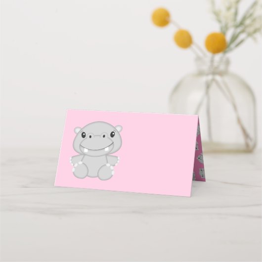 Hippo Baby shower Roze Plaatskaartje (Voorkant)