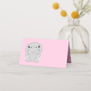 Hippo Baby shower Roze Plaatskaartje