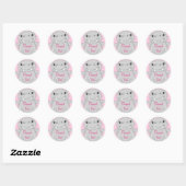 Hippo Baby shower Roze Ronde Sticker (Vel)