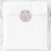 Hippo Baby shower Roze Ronde Sticker (Tas)