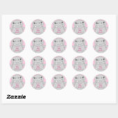 Hippo Baby shower Roze Ronde Sticker (Vel)