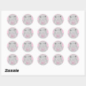 Hippo Baby shower Roze Ronde Sticker (Vel)