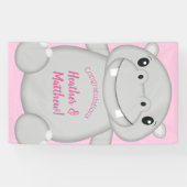 Hippo Baby shower Roze Spandoek (Horizontaal)