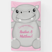 Hippo Baby shower Roze Spandoek (Verticaal)