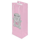Hippo Baby shower Roze Wijn Cadeautas (Achterkant Gekanteld)