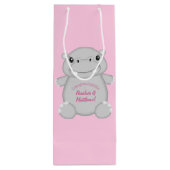 Hippo Baby shower Roze Wijn Cadeautas (Achterkant)