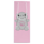 Hippo Baby shower Roze Wijn Cadeautas (Voorkant)