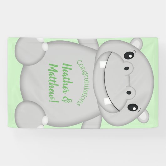 Hippo Baby shower Spandoek (Horizontaal)