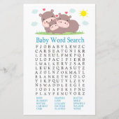 Hippo Baby shower Word Search Game (Voorkant)