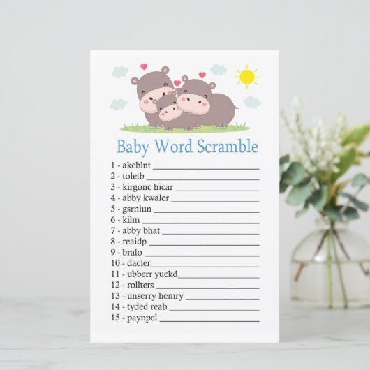 Hippo Baby word scramble game (Staand voorkant)