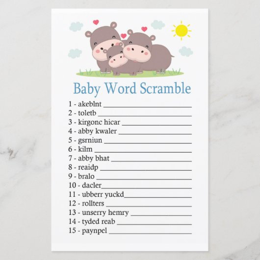 Hippo Baby word scramble game (Voorkant)
