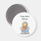 Hippo bakken eten deeg - Personaliseer met naam Magneet (Voorkant / Achterkant)