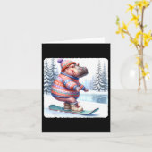 Hippo balanceert op snowboard. Snowboarden Kaart (Gele Bloem)