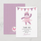Hippo Ballerina bedankt Kaart (Voorkant / Achterkant)